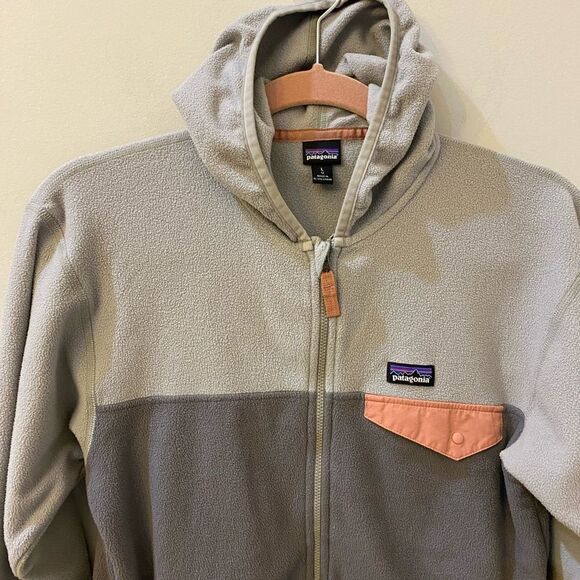 Patagonia Gray Micro D Snap-T Fleece Full Zip Jacket Kids Size L 12 - Picture 2 of 8
